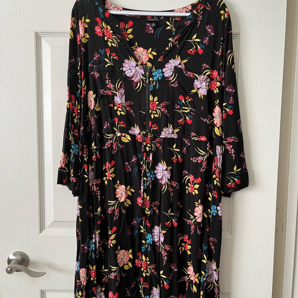 Torrid Black Floral Long Sleeve Dress